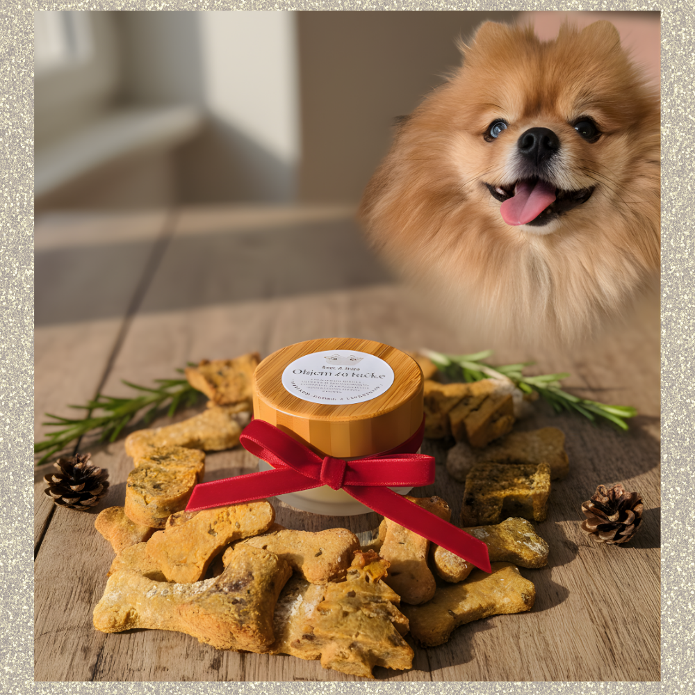 Winterset Bert &amp; Hugo: Pfoten-Umarmung + Winter‑Superfood‑Kekse