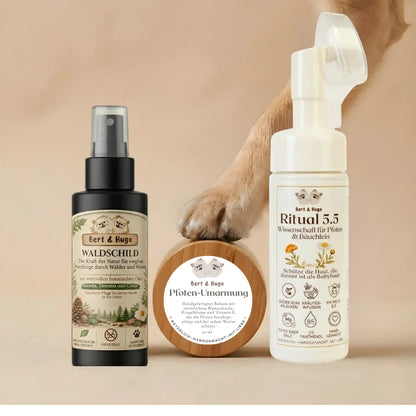 Bert &amp; Hugo Adventure Trio – Natürlicher Zeckenschutz und Pfotenpflege Set für Hunde
